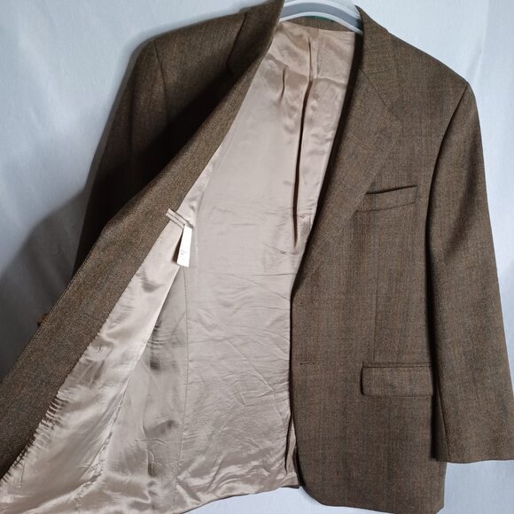 Ralph Lauren Lambs Wool Blazer Mens 42R Brown Single Breasted Made in Canada - Picture 8 of 12